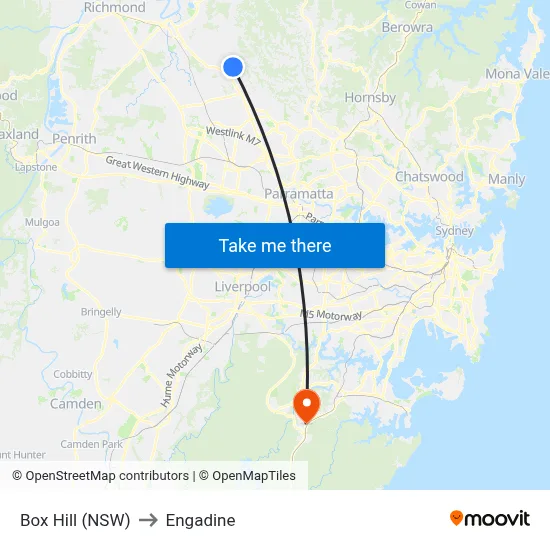 Box Hill (NSW) to Engadine map
