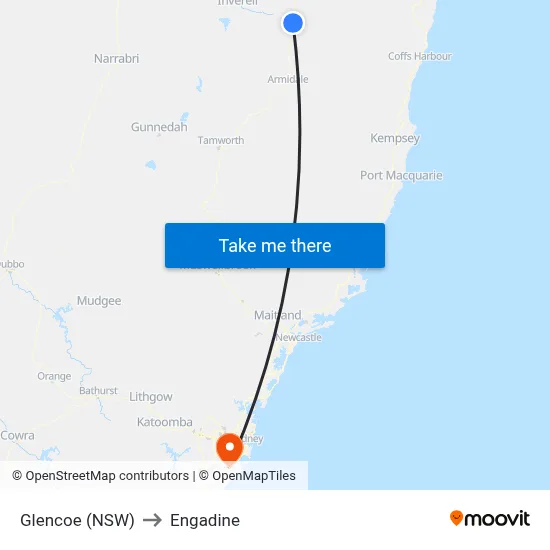Glencoe (NSW) to Engadine map