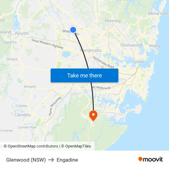 Glenwood (NSW) to Engadine map