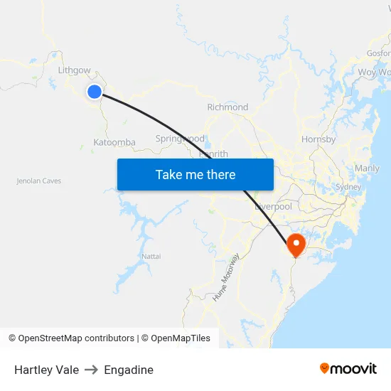 Hartley Vale to Engadine map