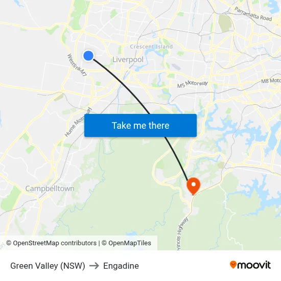 Green Valley (NSW) to Engadine map