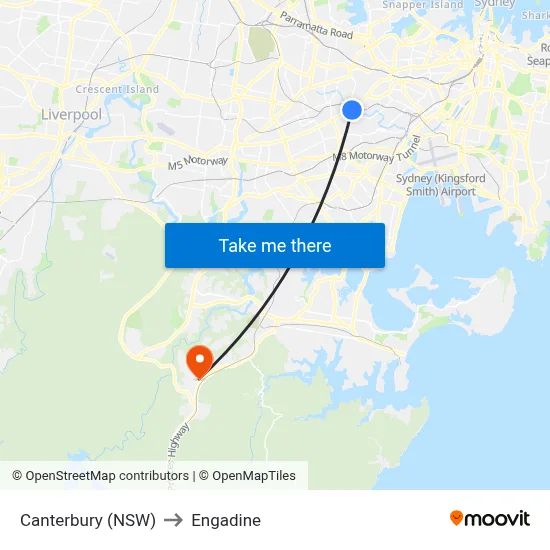 Canterbury (NSW) to Engadine map