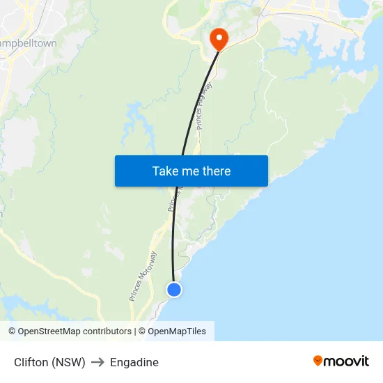Clifton (NSW) to Engadine map