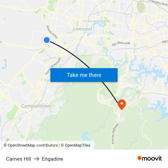 Carnes Hill to Engadine map