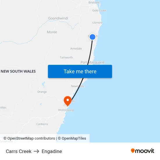 Carrs Creek to Engadine map