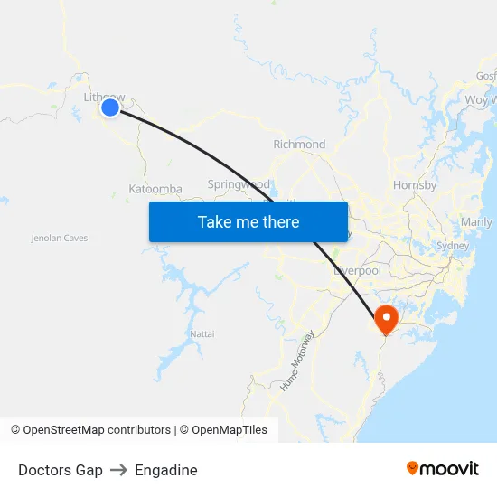 Doctors Gap to Engadine map