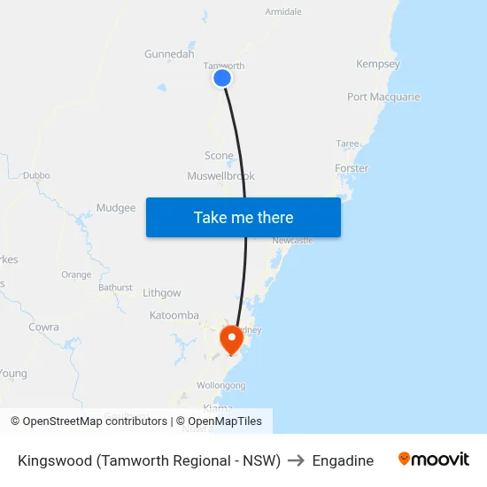 Kingswood (Tamworth Regional - NSW) to Engadine map