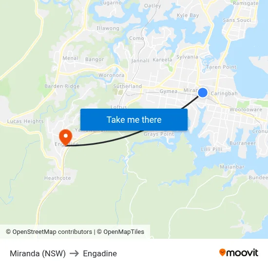 Miranda (NSW) to Engadine map