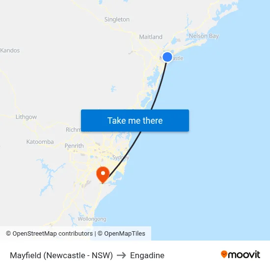 Mayfield (Newcastle - NSW) to Engadine map
