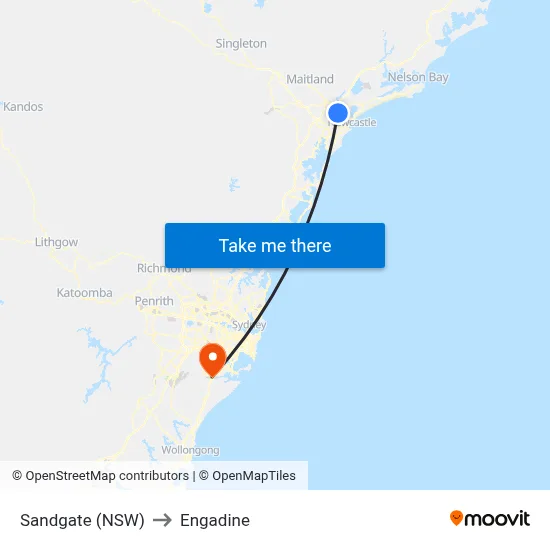 Sandgate (NSW) to Engadine map