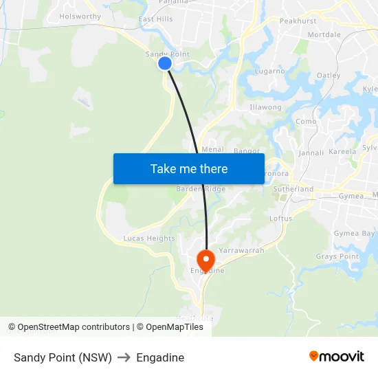 Sandy Point (NSW) to Engadine map