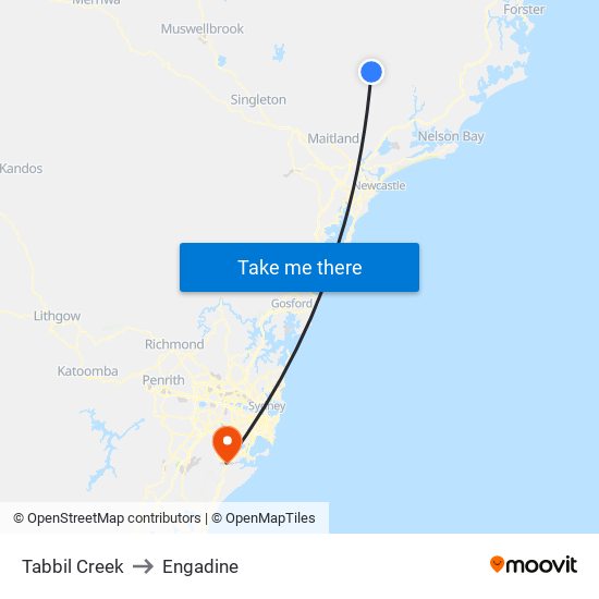 Tabbil Creek to Engadine map