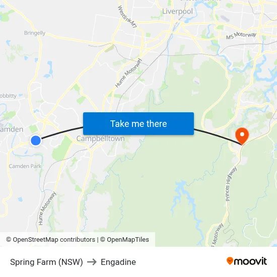 Spring Farm (NSW) to Engadine map