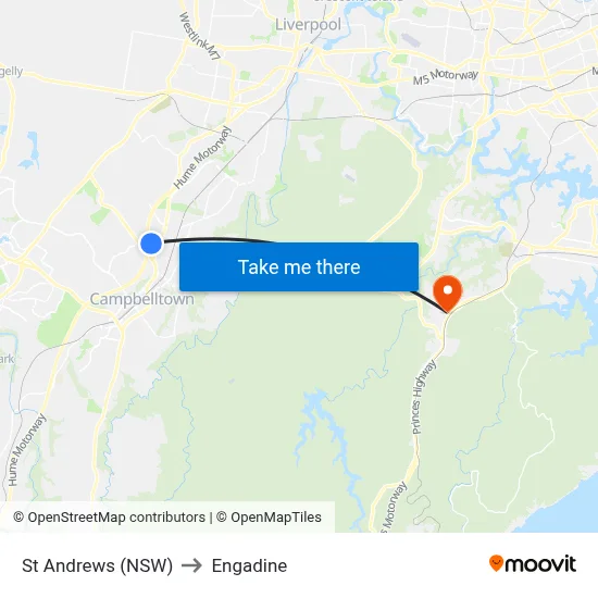 St Andrews (NSW) to Engadine map