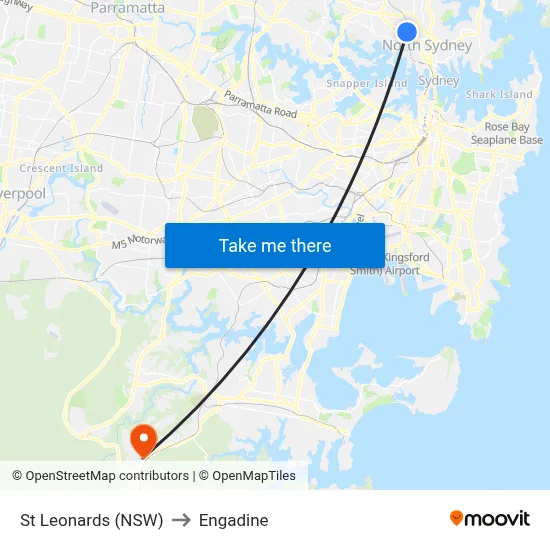 St Leonards (NSW) to Engadine map