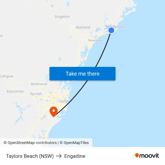 Taylors Beach (NSW) to Engadine map
