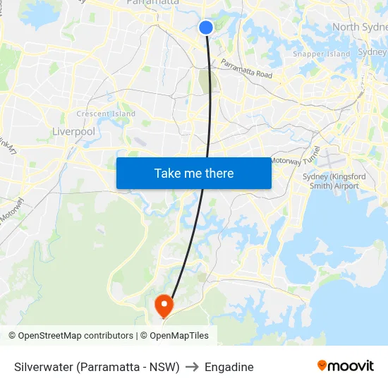 Silverwater (Parramatta - NSW) to Engadine map