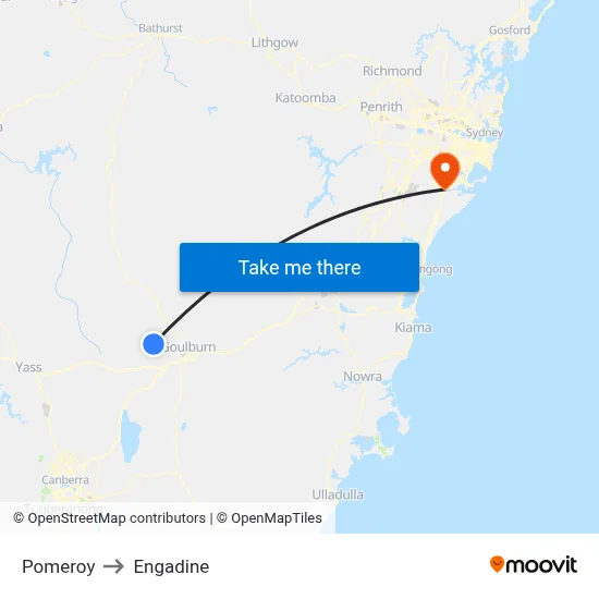 Pomeroy to Engadine map