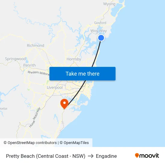 Pretty Beach (Central Coast - NSW) to Engadine map