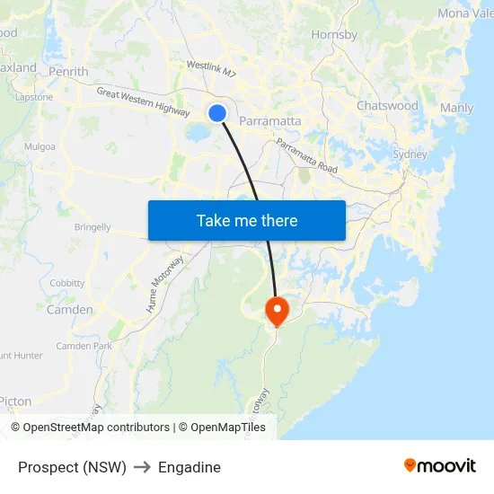 Prospect (NSW) to Engadine map