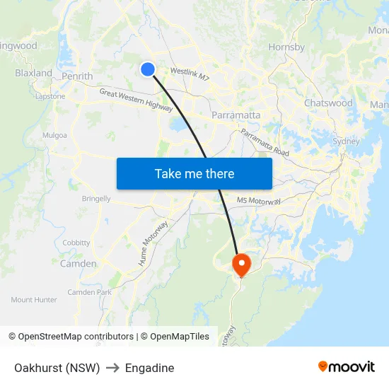 Oakhurst (NSW) to Engadine map