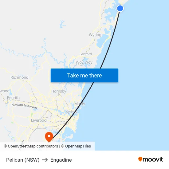 Pelican (NSW) to Engadine map