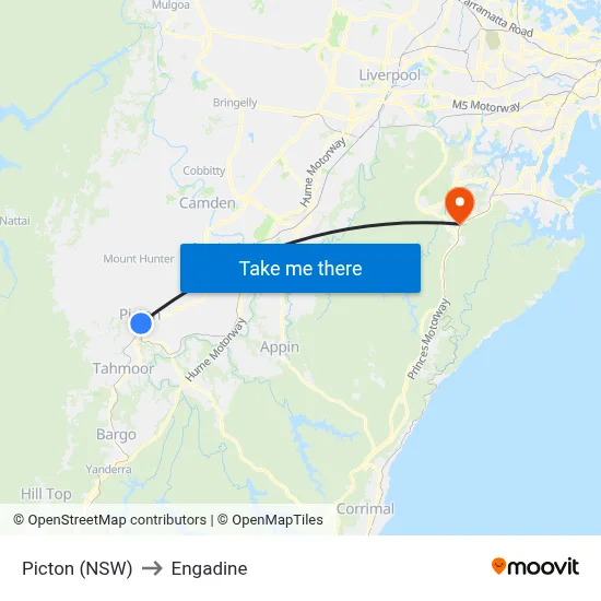 Picton (NSW) to Engadine map