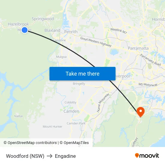 Woodford (NSW) to Engadine map