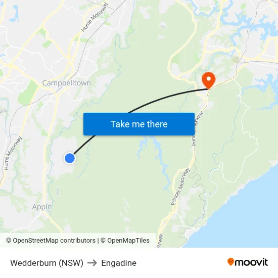 Wedderburn (NSW) to Engadine map