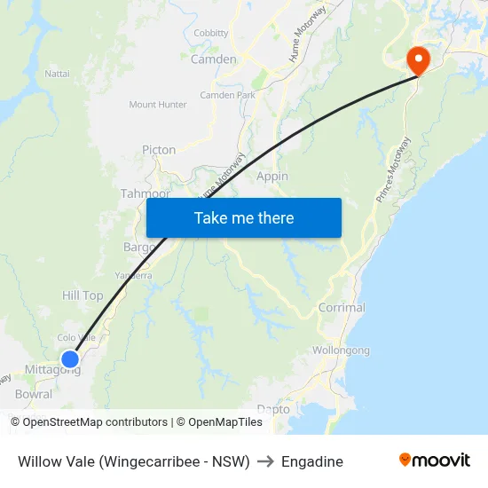 Willow Vale (Wingecarribee - NSW) to Engadine map