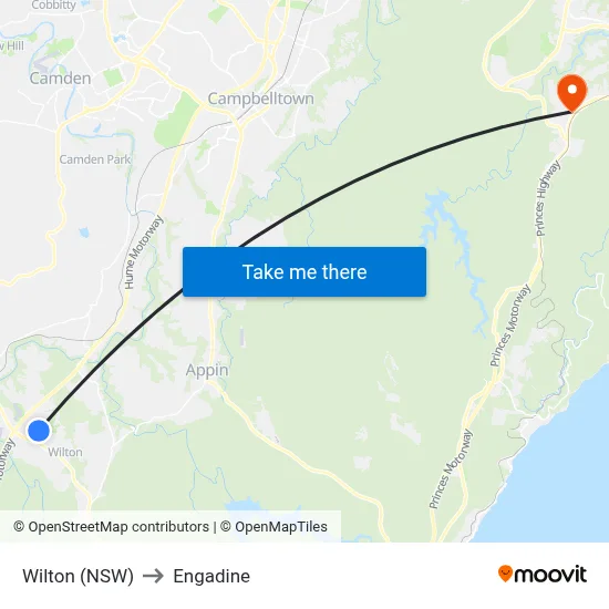 Wilton (NSW) to Engadine map