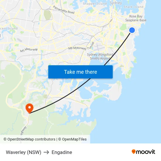 Waverley (NSW) to Engadine map
