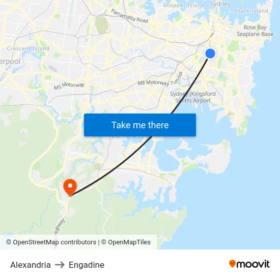 Alexandria to Engadine map