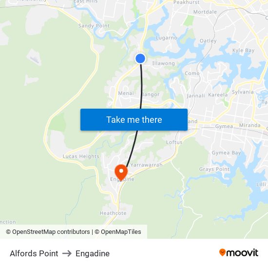 Alfords Point to Engadine map