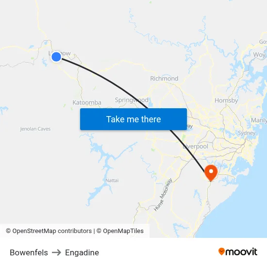 Bowenfels to Engadine map
