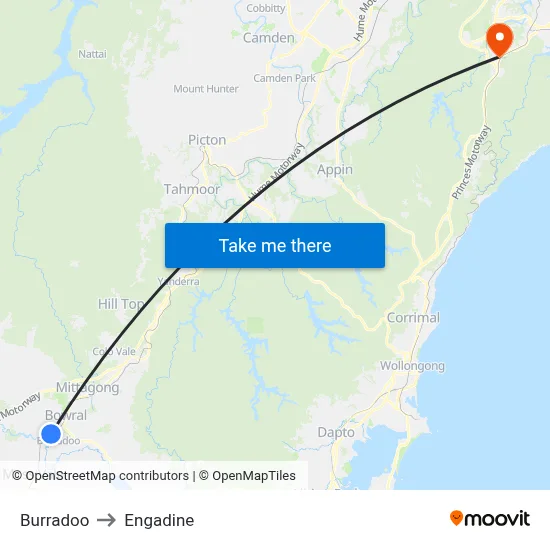 Burradoo to Engadine map