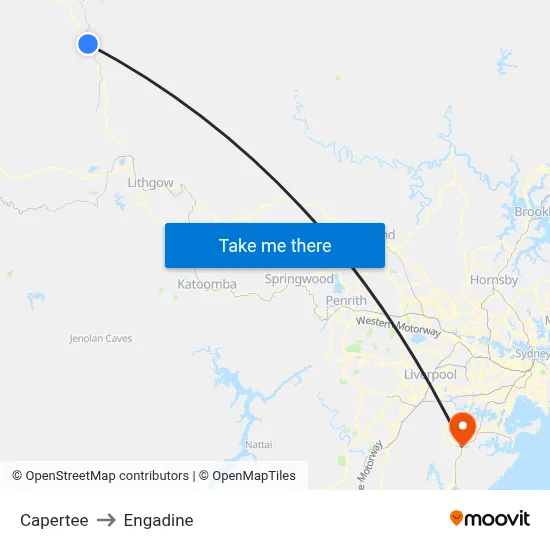 Capertee to Engadine map