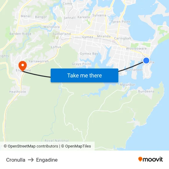 Cronulla to Engadine map
