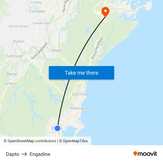 Dapto to Engadine map