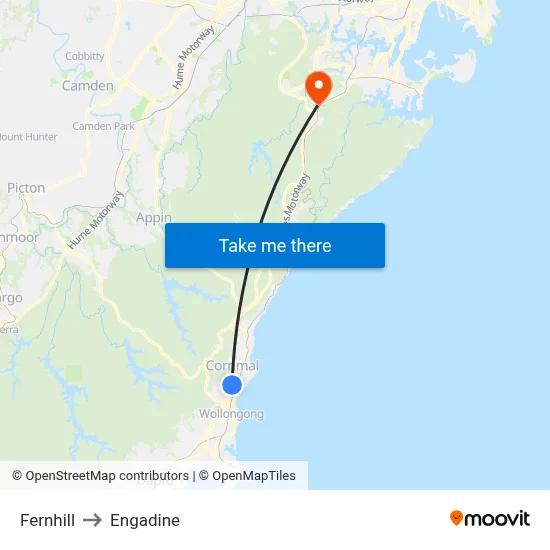 Fernhill to Engadine map