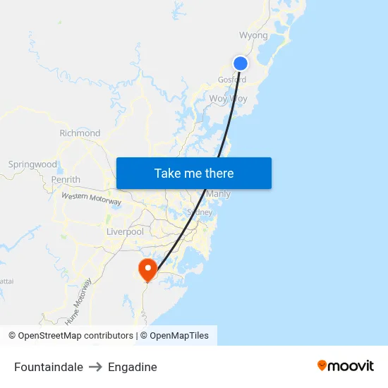 Fountaindale to Engadine map