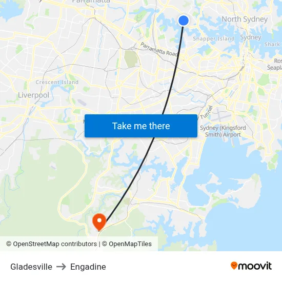 Gladesville to Engadine map