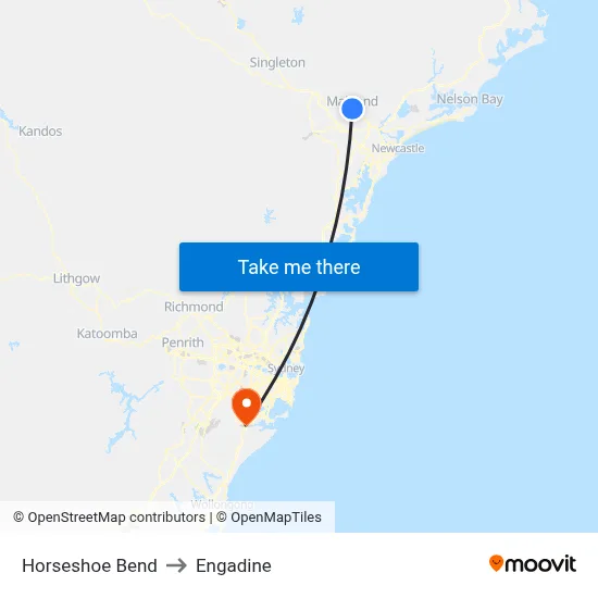 Horseshoe Bend to Engadine map