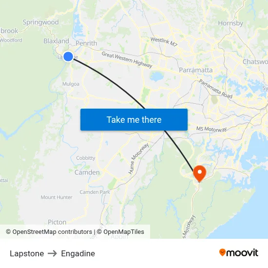 Lapstone to Engadine map