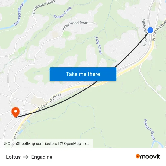 Loftus to Engadine map