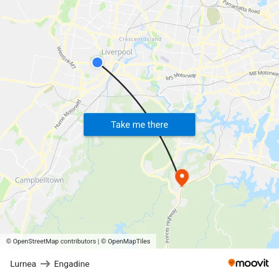 Lurnea to Engadine map