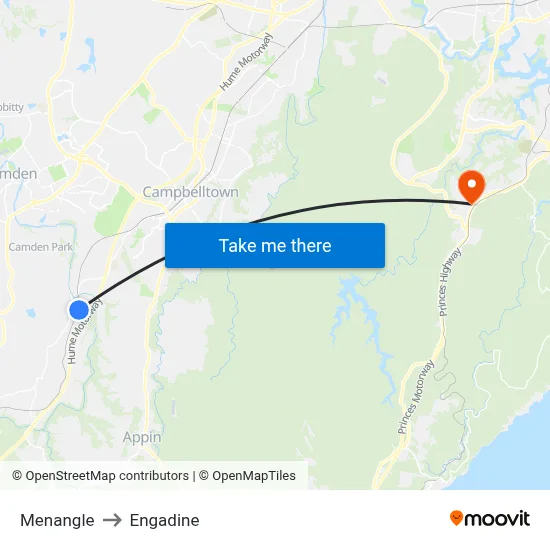 Menangle to Engadine map