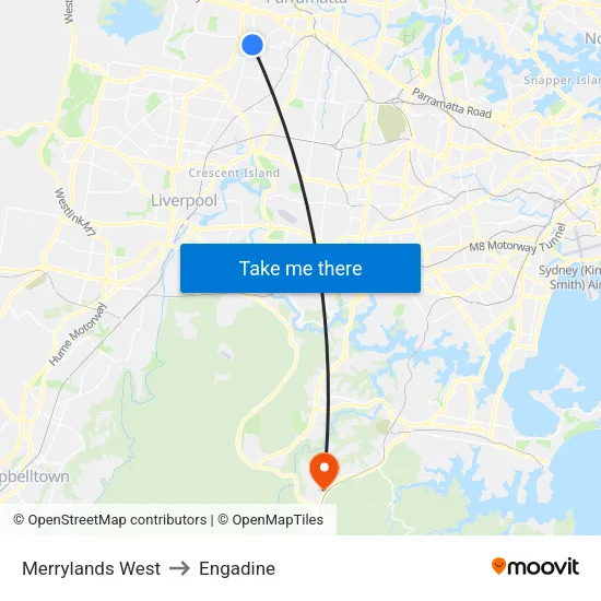 Merrylands West to Engadine map