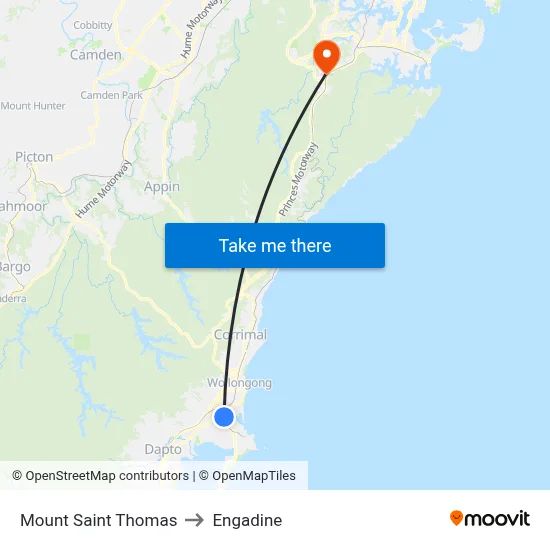 Mount Saint Thomas to Engadine map