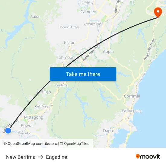 New Berrima to Engadine map